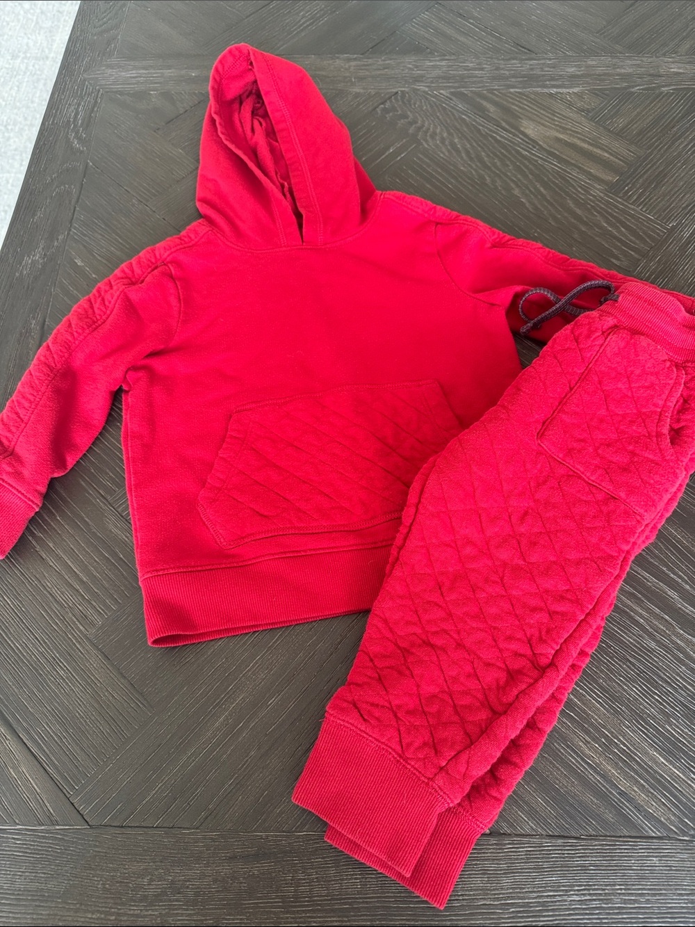 Cat & Jack Quilted Matching Sweatsuit Set 2T | Red Hoodie Jogger Outfit
